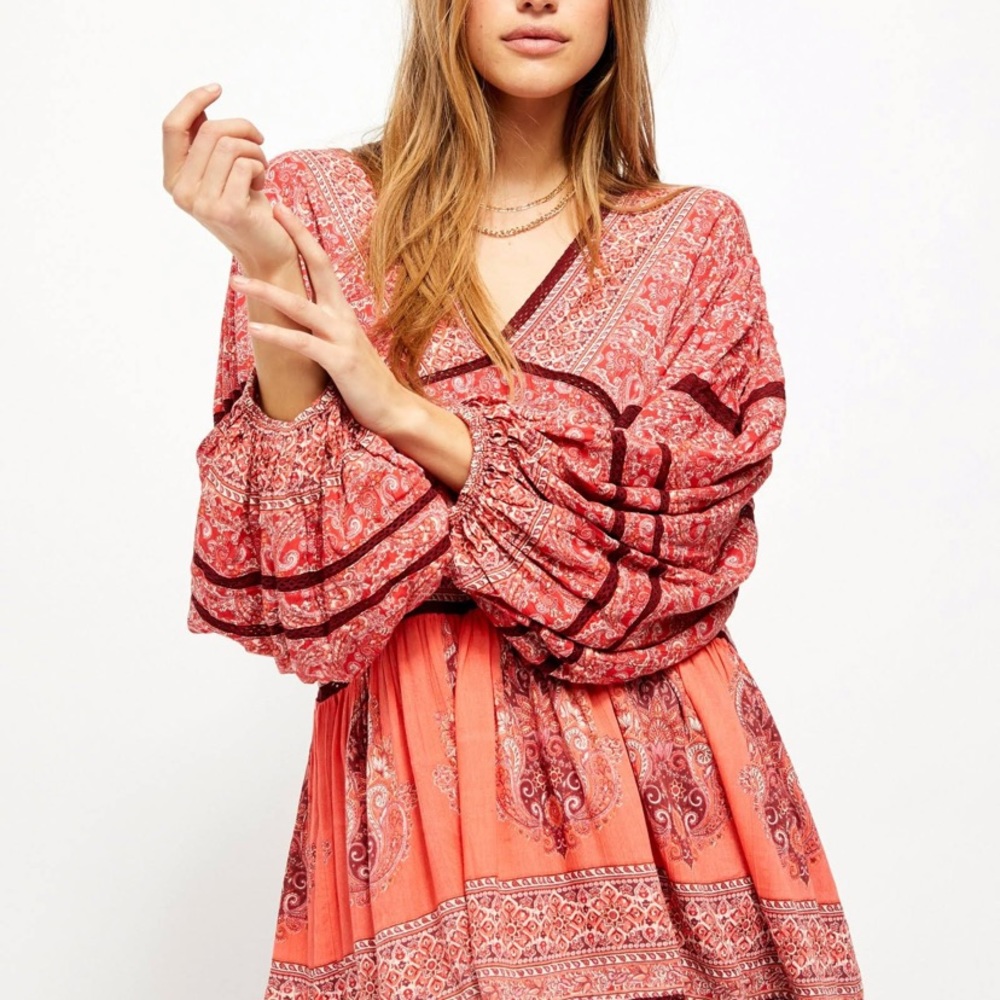 Free People Luna Scarf Print Tunic, NWT Size L